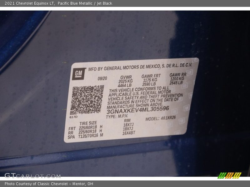 Pacific Blue Metallic / Jet Black 2021 Chevrolet Equinox LT