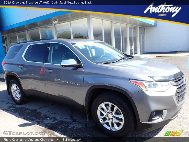 Satin Steel Metallic / Jet Black 2019 Chevrolet Traverse LT AWD