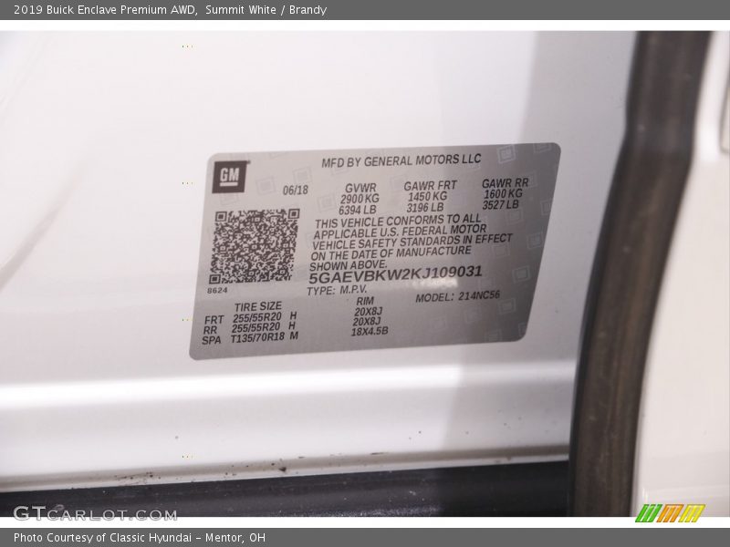 Summit White / Brandy 2019 Buick Enclave Premium AWD