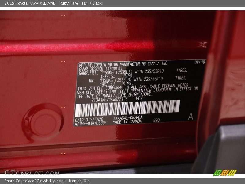 Ruby Flare Pearl / Black 2019 Toyota RAV4 XLE AWD