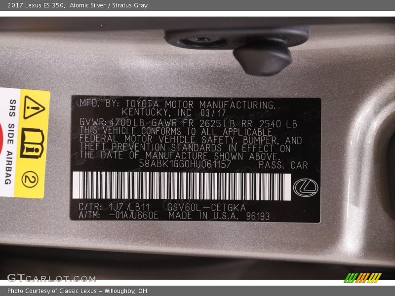 Atomic Silver / Stratus Gray 2017 Lexus ES 350