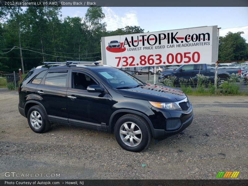 Ebony Black / Black 2012 Kia Sorento LX V6 AWD