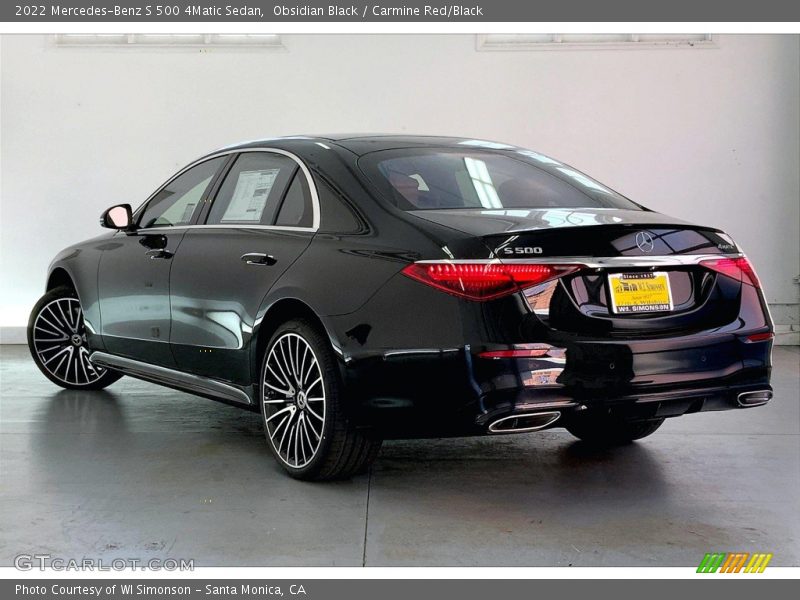 Obsidian Black / Carmine Red/Black 2022 Mercedes-Benz S 500 4Matic Sedan
