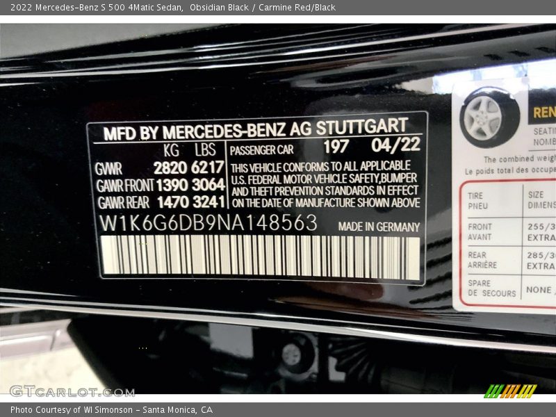 Obsidian Black / Carmine Red/Black 2022 Mercedes-Benz S 500 4Matic Sedan