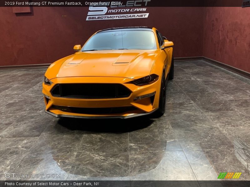Orange Fury / Ebony 2019 Ford Mustang GT Premium Fastback