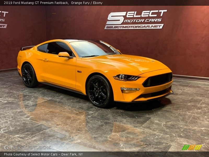 Orange Fury / Ebony 2019 Ford Mustang GT Premium Fastback