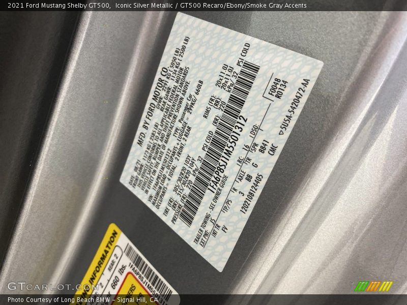 2021 Mustang Shelby GT500 Iconic Silver Metallic Color Code JS