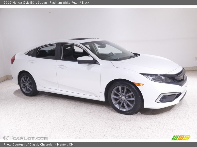Platinum White Pearl / Black 2019 Honda Civic EX-L Sedan