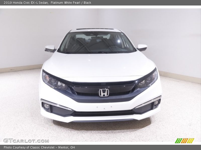 Platinum White Pearl / Black 2019 Honda Civic EX-L Sedan