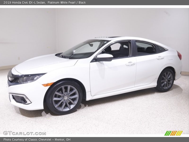 Platinum White Pearl / Black 2019 Honda Civic EX-L Sedan