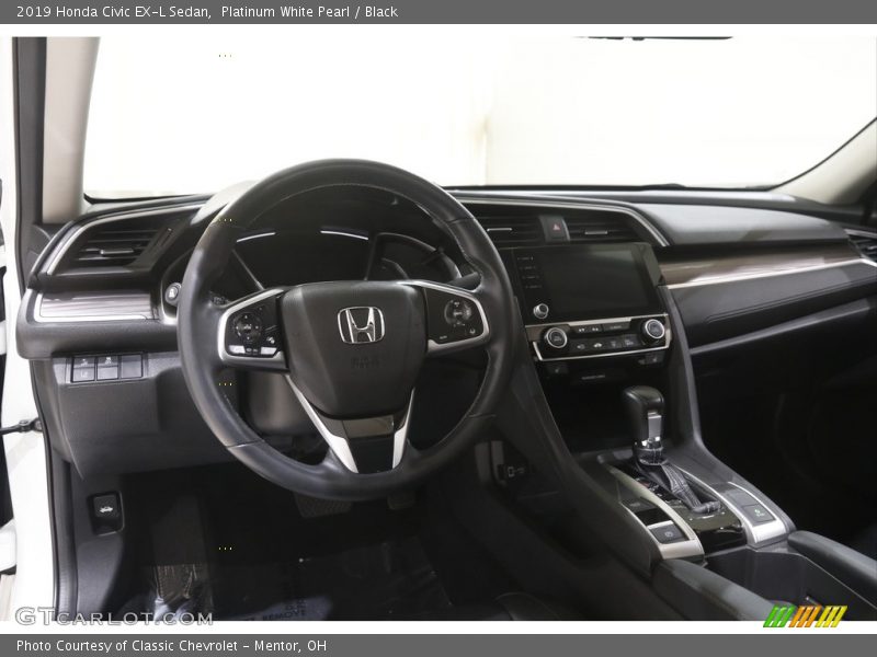 Platinum White Pearl / Black 2019 Honda Civic EX-L Sedan