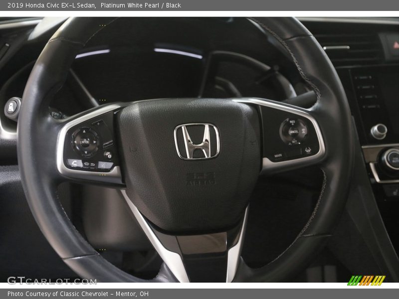 Platinum White Pearl / Black 2019 Honda Civic EX-L Sedan
