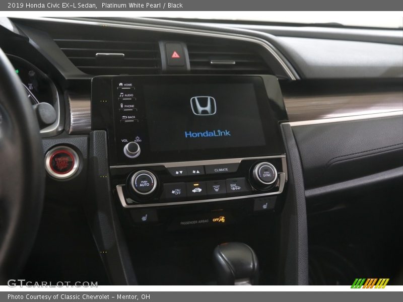 Platinum White Pearl / Black 2019 Honda Civic EX-L Sedan