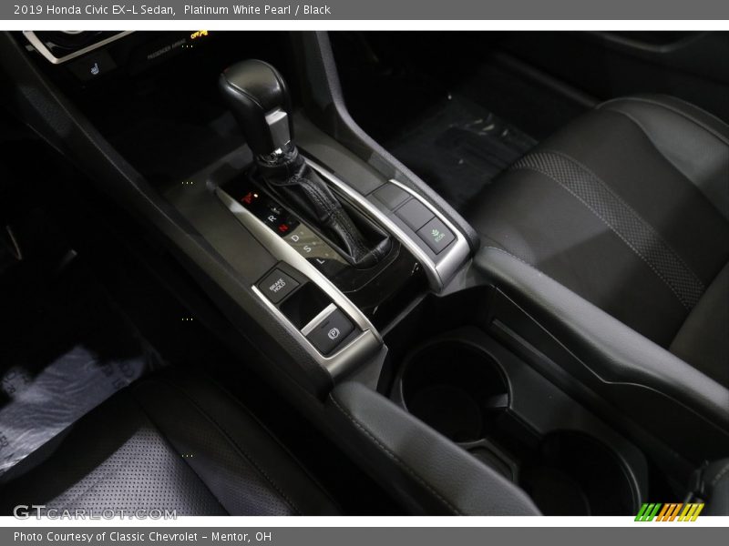 Platinum White Pearl / Black 2019 Honda Civic EX-L Sedan