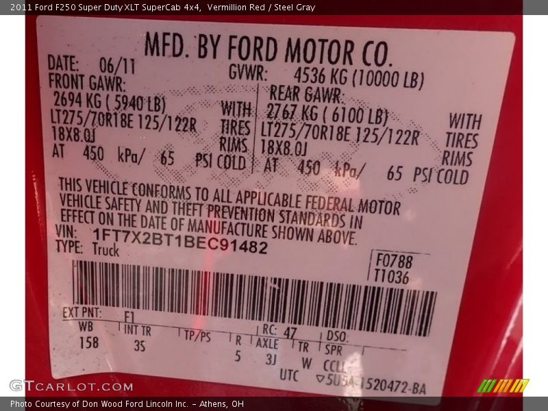 Vermillion Red / Steel Gray 2011 Ford F250 Super Duty XLT SuperCab 4x4