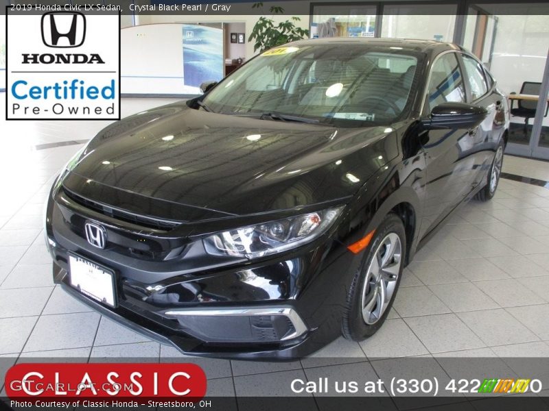 Crystal Black Pearl / Gray 2019 Honda Civic LX Sedan
