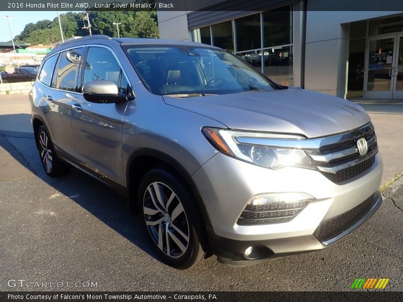 Lunar Silver Metallic / Black 2016 Honda Pilot Elite AWD