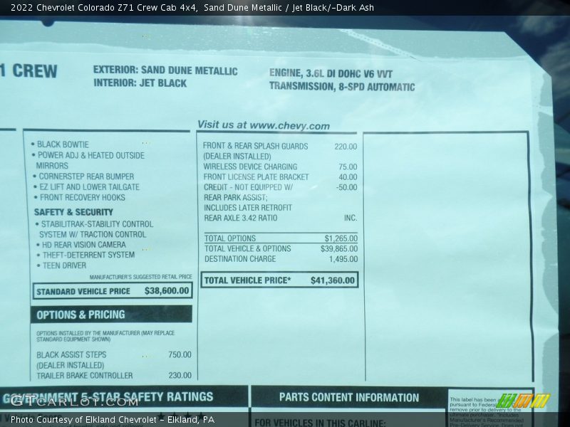 Sand Dune Metallic / Jet Black/­Dark Ash 2022 Chevrolet Colorado Z71 Crew Cab 4x4