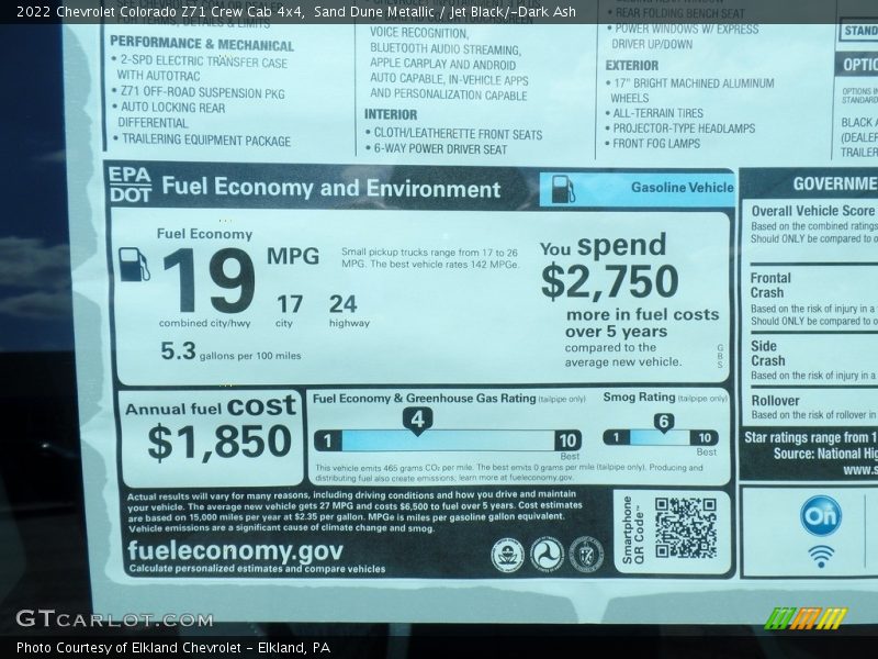 Sand Dune Metallic / Jet Black/­Dark Ash 2022 Chevrolet Colorado Z71 Crew Cab 4x4