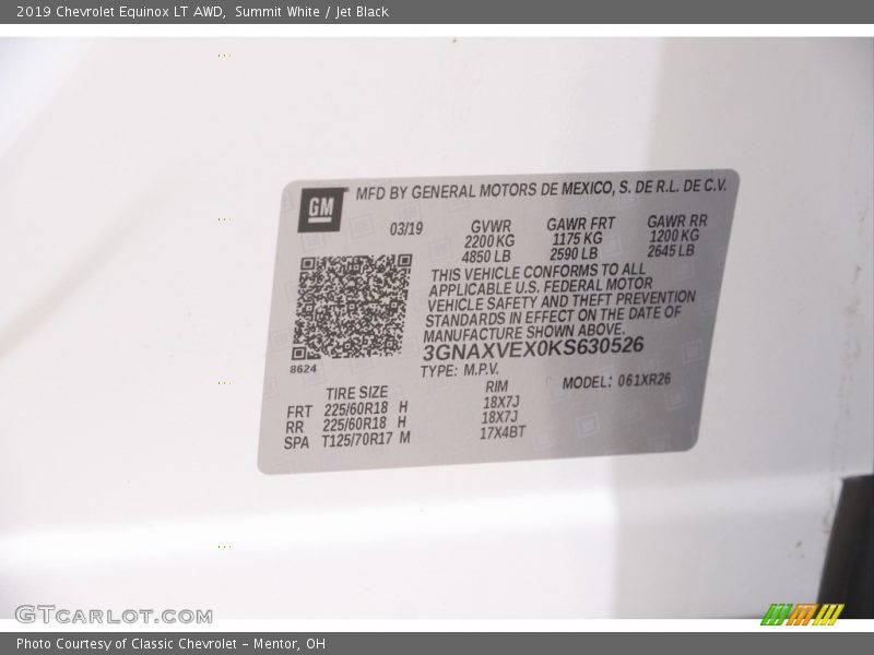 Summit White / Jet Black 2019 Chevrolet Equinox LT AWD