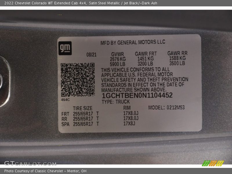 Satin Steel Metallic / Jet Black/­Dark Ash 2022 Chevrolet Colorado WT Extended Cab 4x4