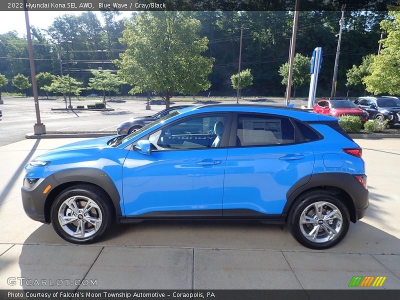 Blue Wave / Gray/Black 2022 Hyundai Kona SEL AWD