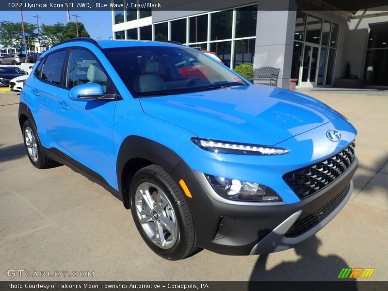 Blue Wave / Gray/Black 2022 Hyundai Kona SEL AWD