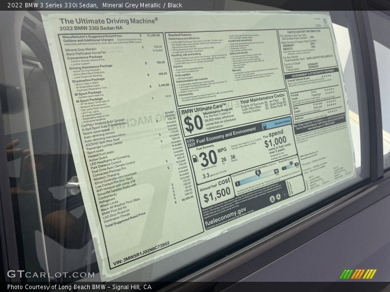 Mineral Grey Metallic / Black 2022 BMW 3 Series 330i Sedan
