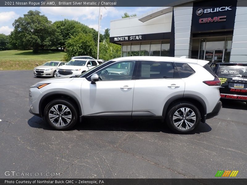 Brilliant Silver Metallic / Charcoal 2021 Nissan Rogue SV AWD
