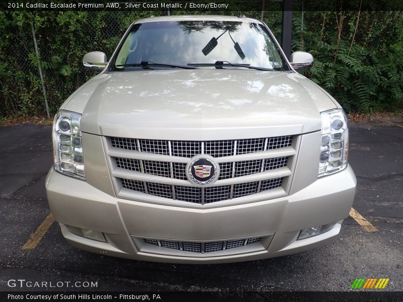 Silver Coast Metallic / Ebony/Ebony 2014 Cadillac Escalade Premium AWD