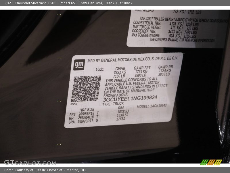 Black / Jet Black 2022 Chevrolet Silverado 1500 Limited RST Crew Cab 4x4