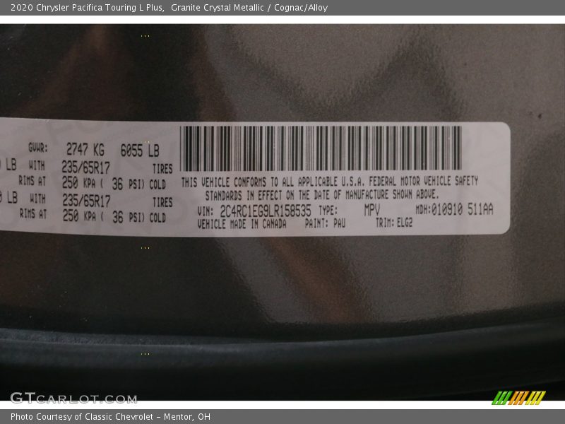 Granite Crystal Metallic / Cognac/Alloy 2020 Chrysler Pacifica Touring L Plus
