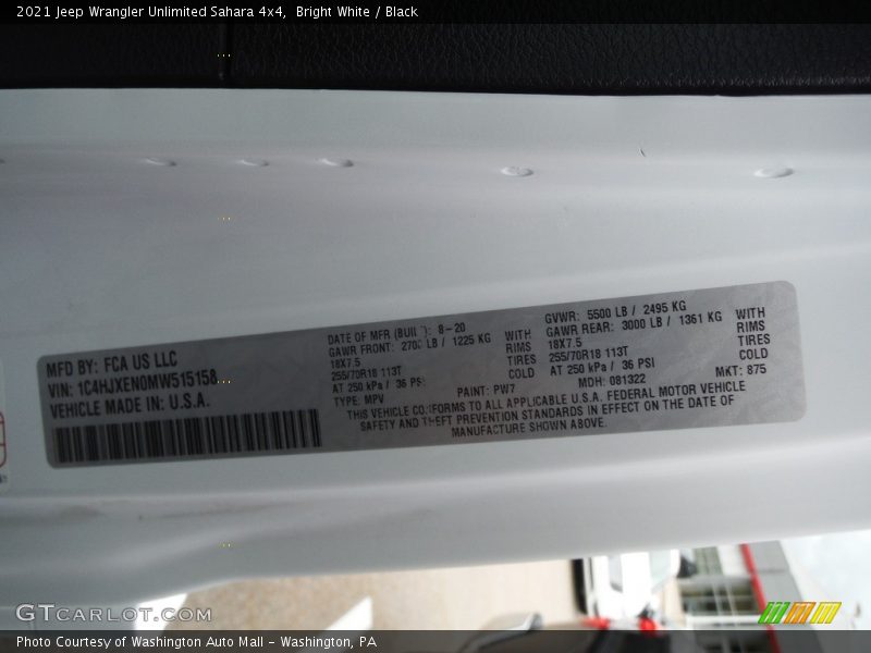 Bright White / Black 2021 Jeep Wrangler Unlimited Sahara 4x4