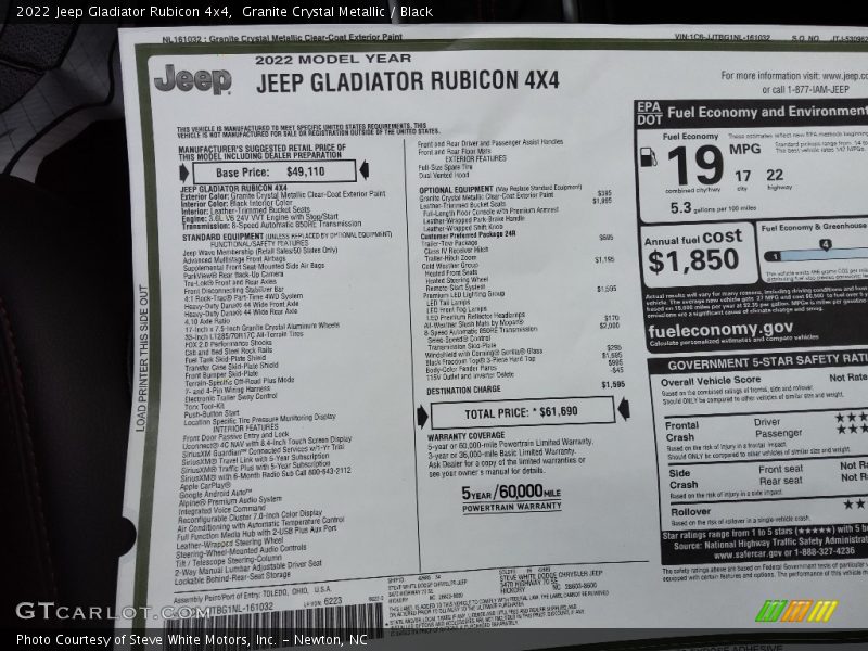Granite Crystal Metallic / Black 2022 Jeep Gladiator Rubicon 4x4