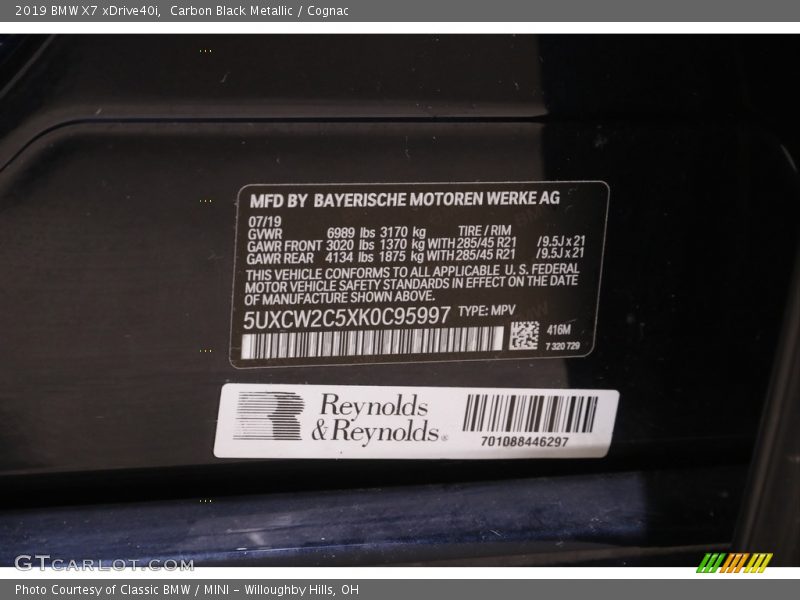 Carbon Black Metallic / Cognac 2019 BMW X7 xDrive40i