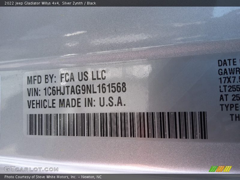 Silver Zynith / Black 2022 Jeep Gladiator Willys 4x4