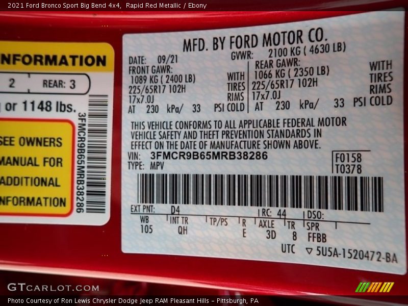 Rapid Red Metallic / Ebony 2021 Ford Bronco Sport Big Bend 4x4