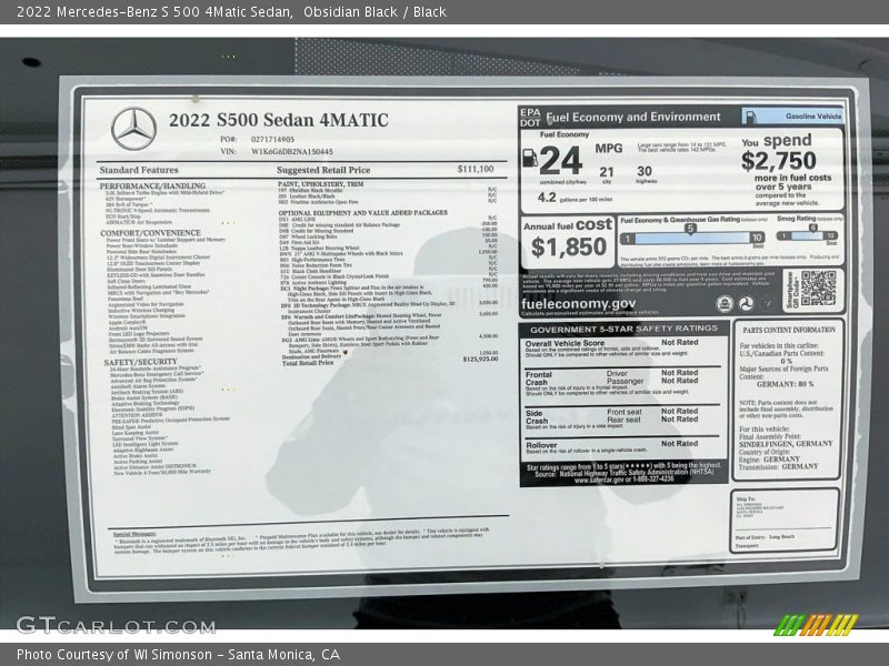 Obsidian Black / Black 2022 Mercedes-Benz S 500 4Matic Sedan