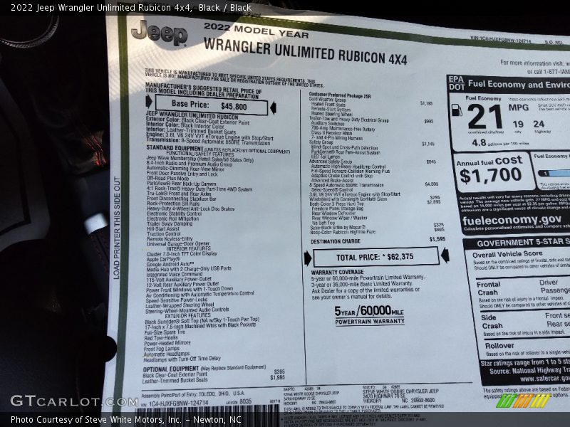 Black / Black 2022 Jeep Wrangler Unlimited Rubicon 4x4