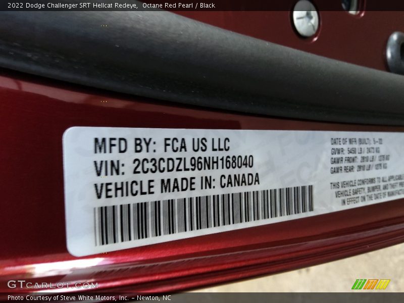Octane Red Pearl / Black 2022 Dodge Challenger SRT Hellcat Redeye