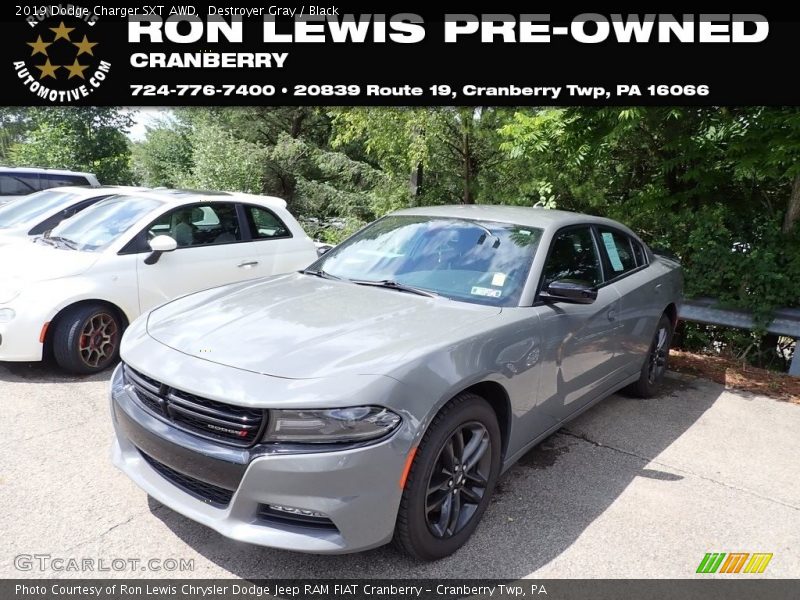 Destroyer Gray / Black 2019 Dodge Charger SXT AWD