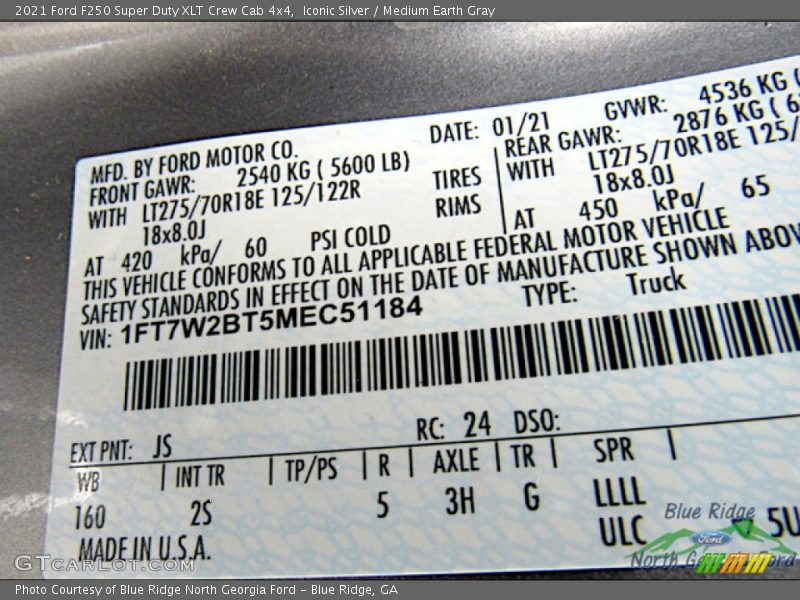 Iconic Silver / Medium Earth Gray 2021 Ford F250 Super Duty XLT Crew Cab 4x4