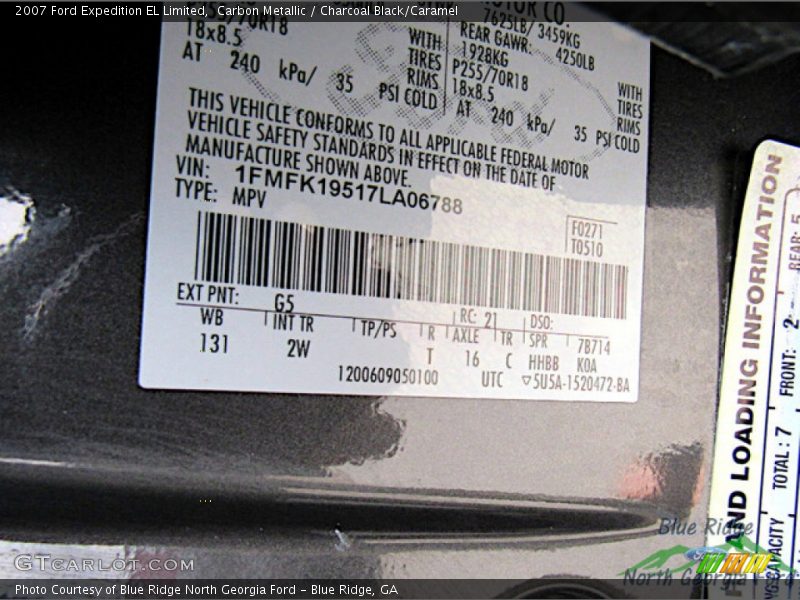Carbon Metallic / Charcoal Black/Caramel 2007 Ford Expedition EL Limited