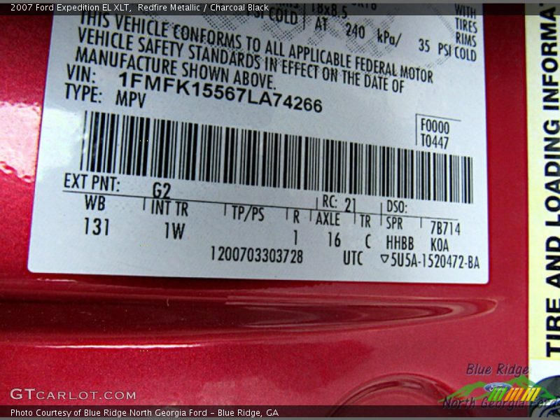 Redfire Metallic / Charcoal Black 2007 Ford Expedition EL XLT