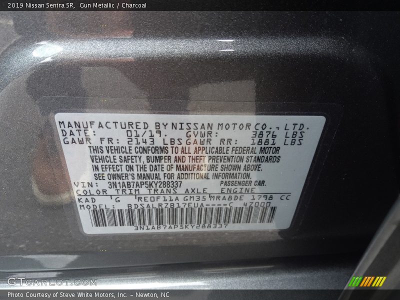 Gun Metallic / Charcoal 2019 Nissan Sentra SR