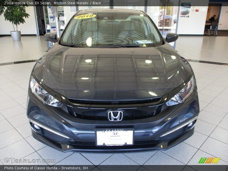 Modern Steel Metallic / Black 2019 Honda Civic EX Sedan