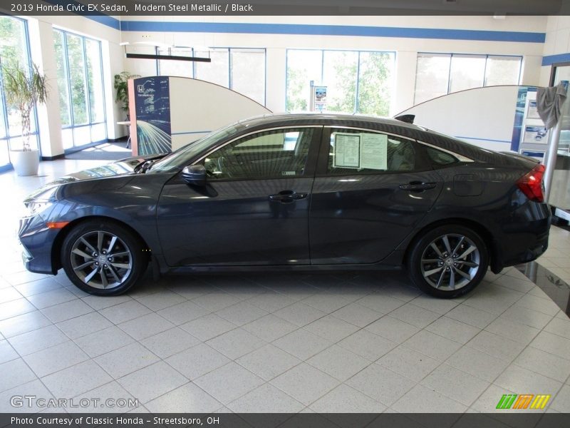 Modern Steel Metallic / Black 2019 Honda Civic EX Sedan