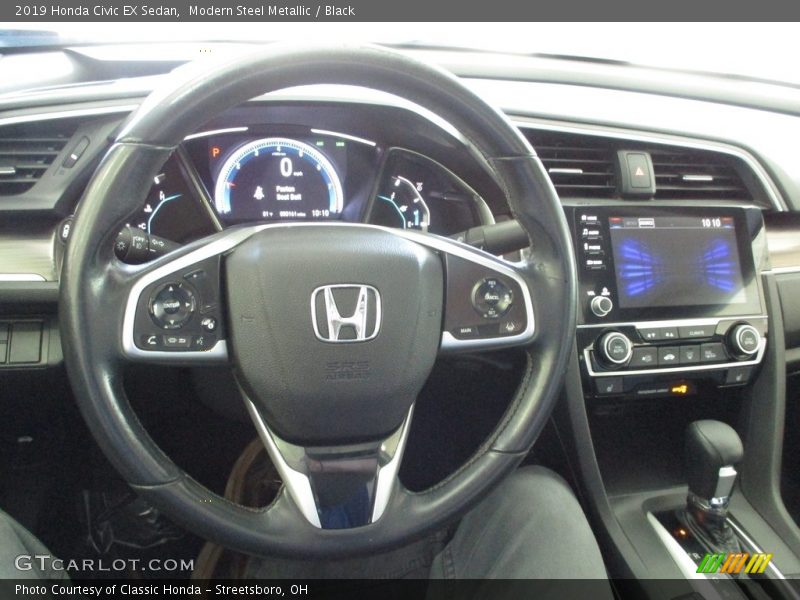 Modern Steel Metallic / Black 2019 Honda Civic EX Sedan