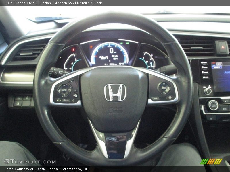 Modern Steel Metallic / Black 2019 Honda Civic EX Sedan