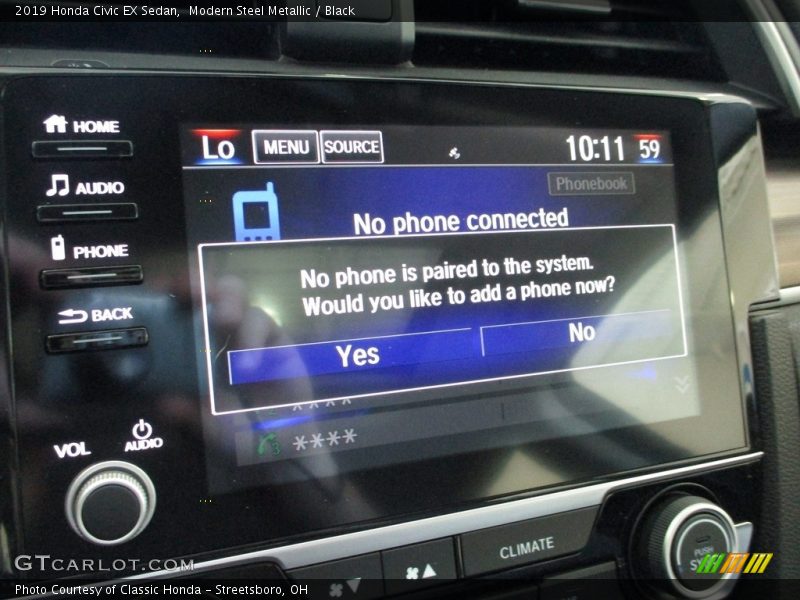 Modern Steel Metallic / Black 2019 Honda Civic EX Sedan